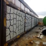 نمای طرح سنگ و چوب با سیمان