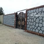 نمای سیمانی سنگ و چوب